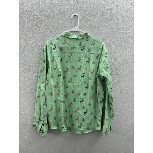 Jogal Mens Shirt Size XL Long Sleeve Button Up Green Holiday Christmas Party - Picture 6 of 11